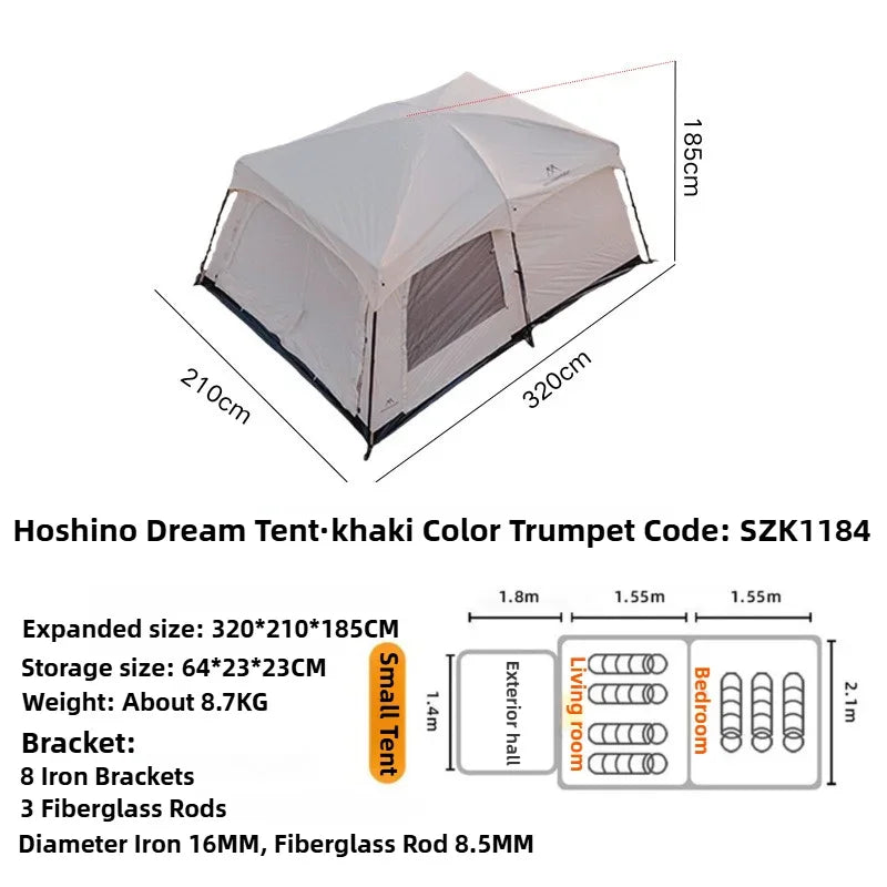 MOUNTAINHIKER Camping Family luxury Tent 3-12 Person Double Layers Oversize 2 Rooms Thickened Rainproof Outdoor Tour Equipment