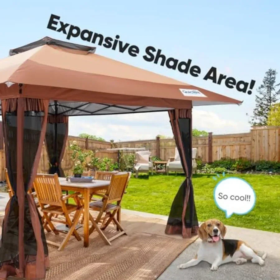 13'x13' Pop up Gazebo  Tent One Person Set up Portable Inst Folding Shelter Outdoor  Tent with Extra Shade for Backyard Patio P