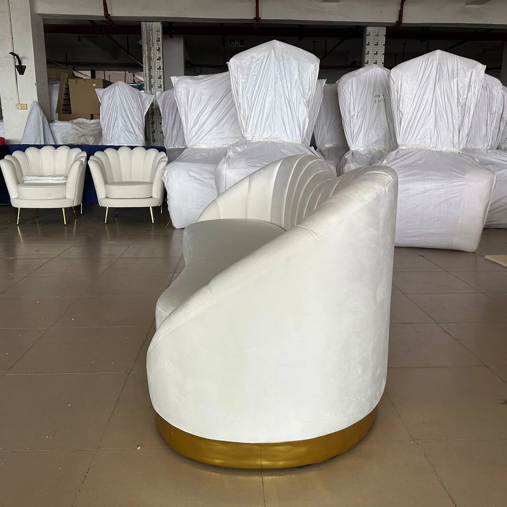 Factory direct sales light luxury velvet curved sofa wedding sofa living room homestay hotel leisure sofa
