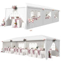 10x30 Party Tent with Sidewalls for Wedding, Party, Event Backyard Heavy Duty Waterproof PE Canopy, White, Steel Frame, 6 Remov