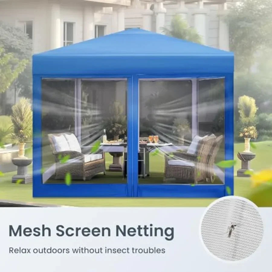 10 x 10 Pop Up  Tent with Netting  Gazebo Ez up Sn House Room with Carry Bag Height Adjustable for Outdoor Garden Patio
