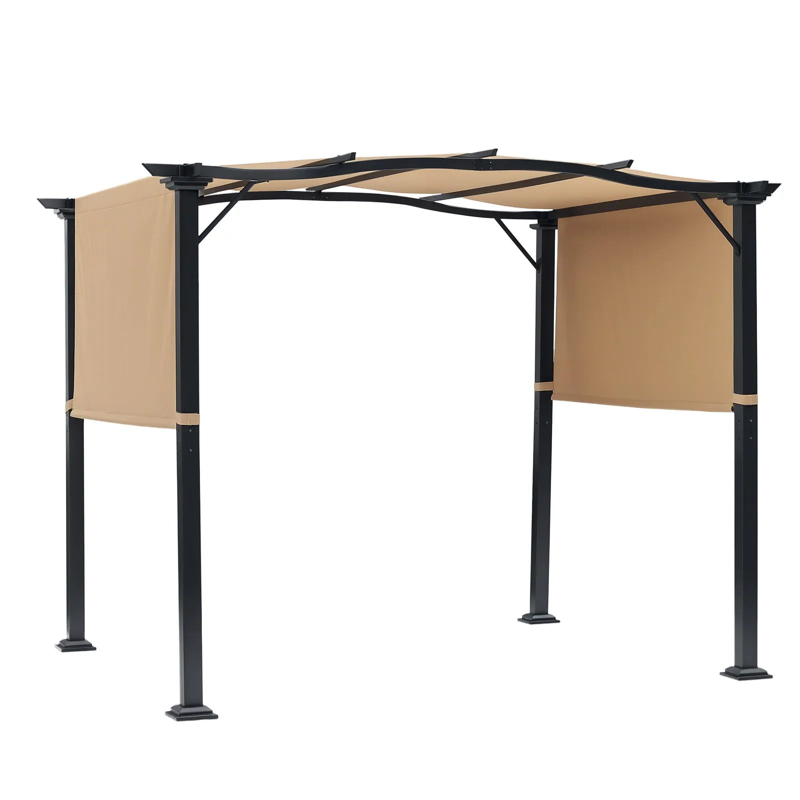 8' x 10' Steel Frame Fabric Outdoor Gazebo Retractable Canopy Shade Awning