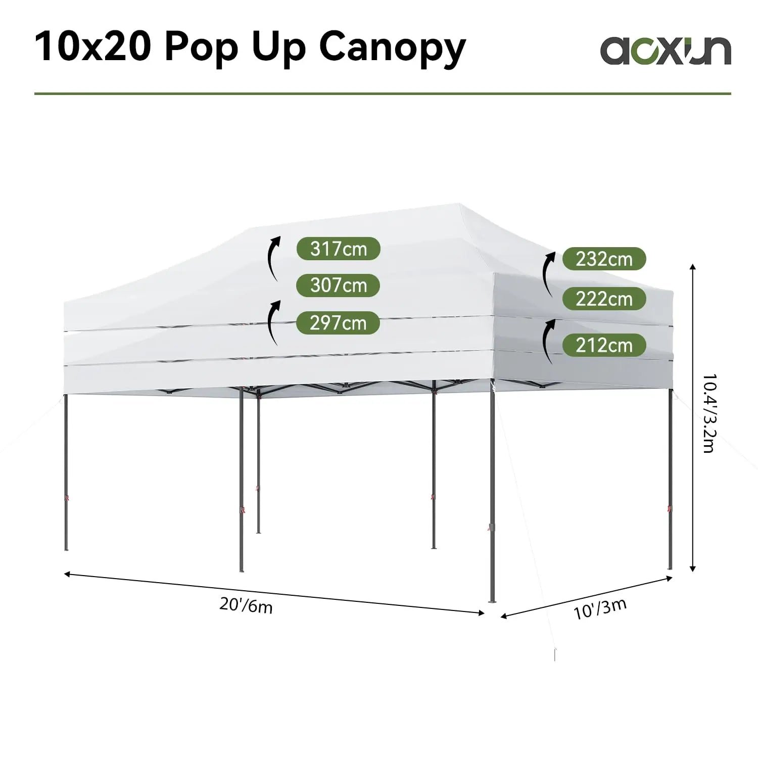 10x20 Pop Up Canopy Without Sidewalls, Easy Up Instant Shelter with Roller Bag & Sand Bags – Outdoor Canopy Tent for, Custom