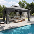 Gazebo extérieur 10x12 pieds avec ventilateur de plafond de 20 pouces, structure métallique, double toit, tente de réception robuste, personnalisable