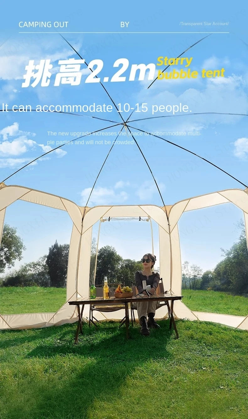 New Star Tent Transparent Bubble House Sun Room 4-10 Person PVC Courtyard Restaurant Shed Camping Supplies Outdoor Camping