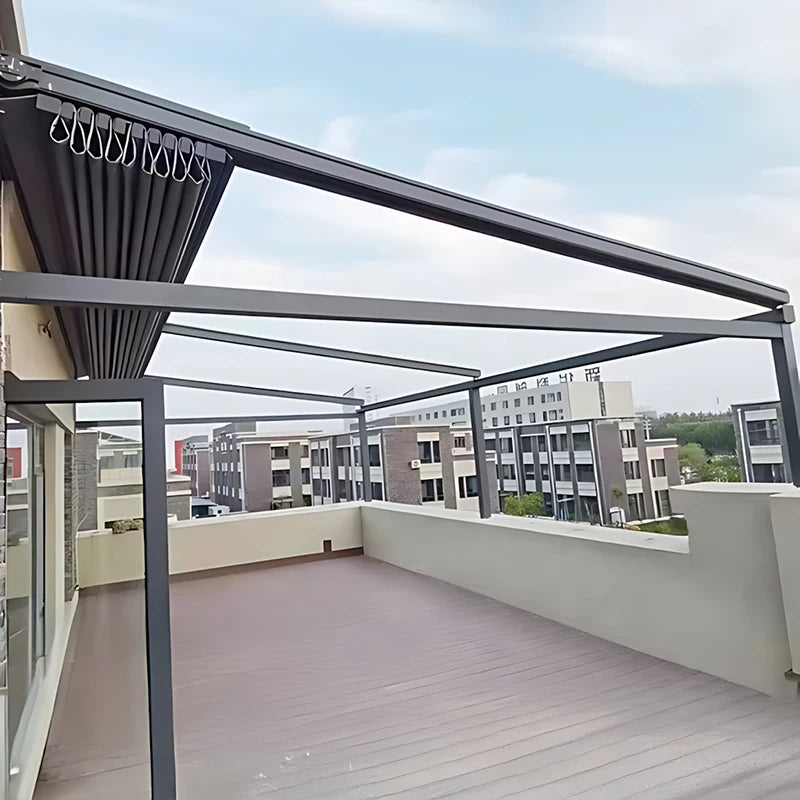 Villa Electric Folding Canopy - Smart Retractable Aluminum Alloy Rain/Sun Shelter for Courtyards