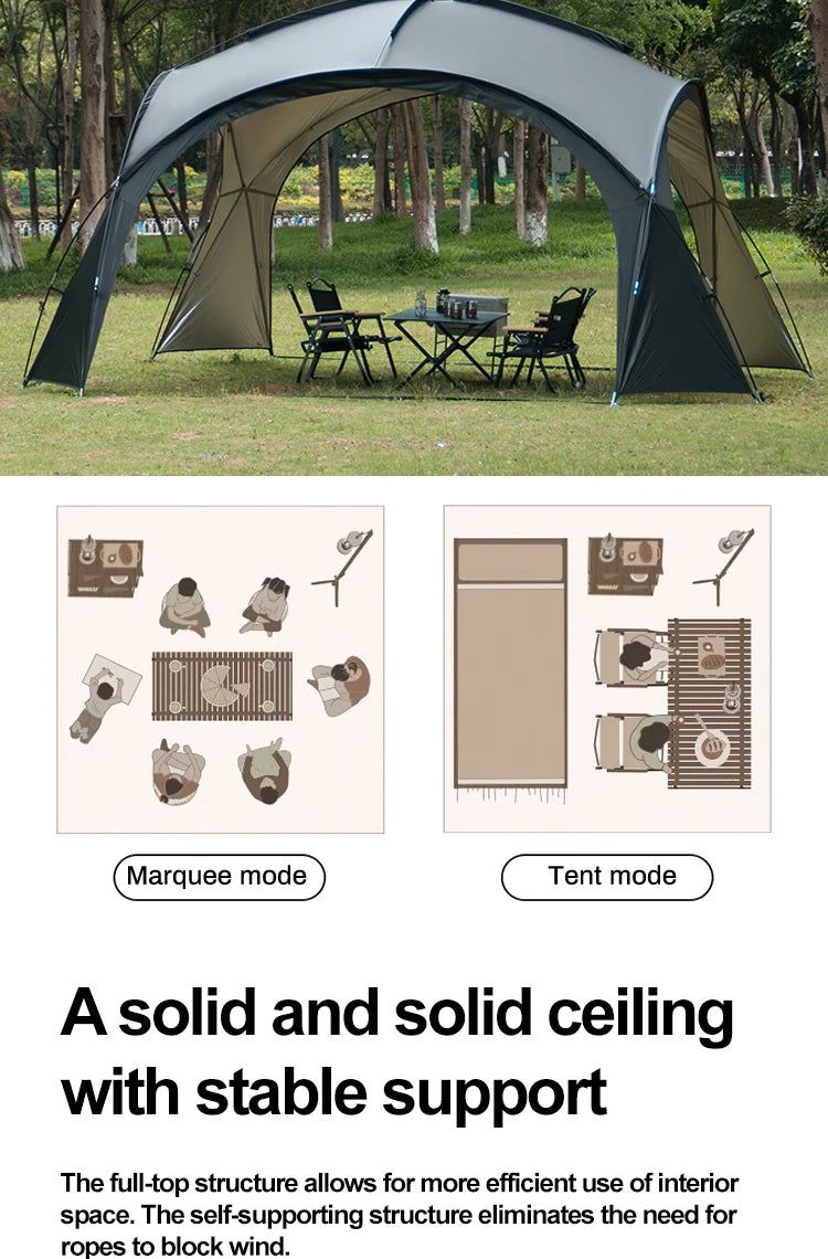 Sonuto 8-13 Person Camping Tent Sun Rainproof & Anti-Mosquito Large Car Awning Compact Foldable Outdoor Pavilion for Family