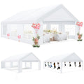 Tente de réception 20x20 pieds, robuste, avec auvent, abri de banquet, chapiteau, 4 parois latérales amovibles, 4 sacs de sable intégrés, grand gazebo commercial pour mariage, pavillon blanc imperméable anti-UV 50+