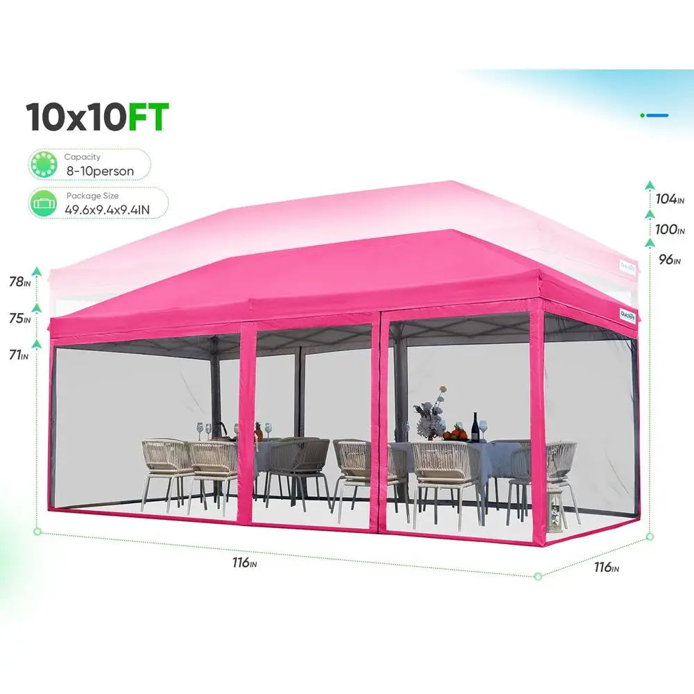 10x20 Pop up Screened Canopy Tent with Mosquito Netting, Portable Easy up Outdoor Screen House Shelter for Patio, Camping and P