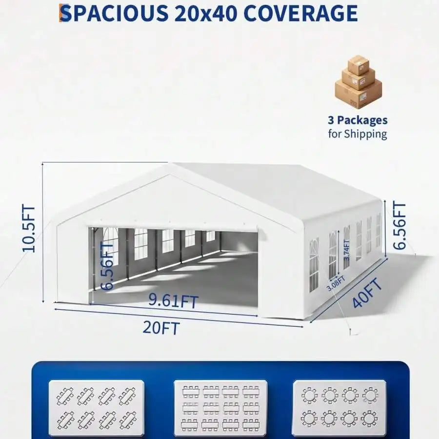 20x40 Ft Heavy Duty Party Tent With Removable Sidewalls And Windows Commercial Wedding Canopy