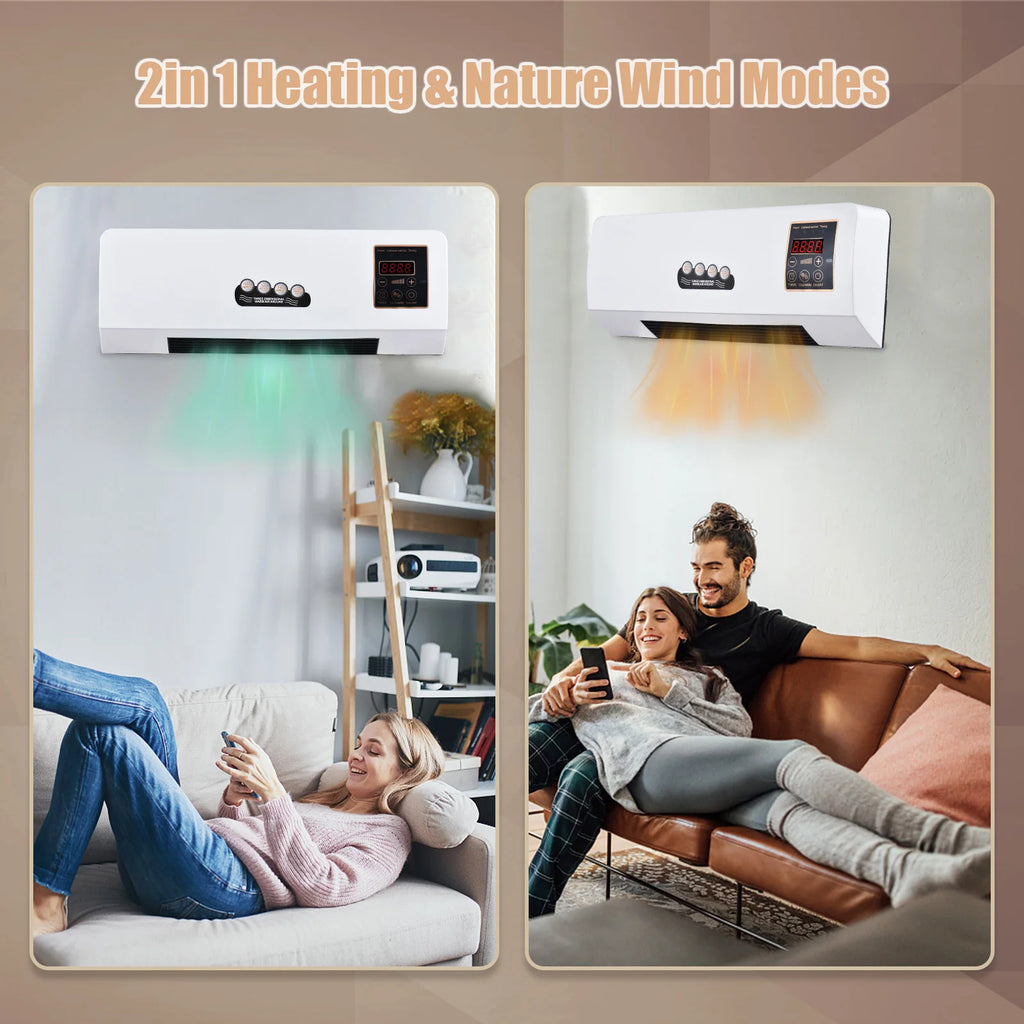 2 in 1 Wall-mounted Air Conditioner Electric Heating Fan with Remote Control Hot Wind Natural Wind Simple Air Conditioner Fan