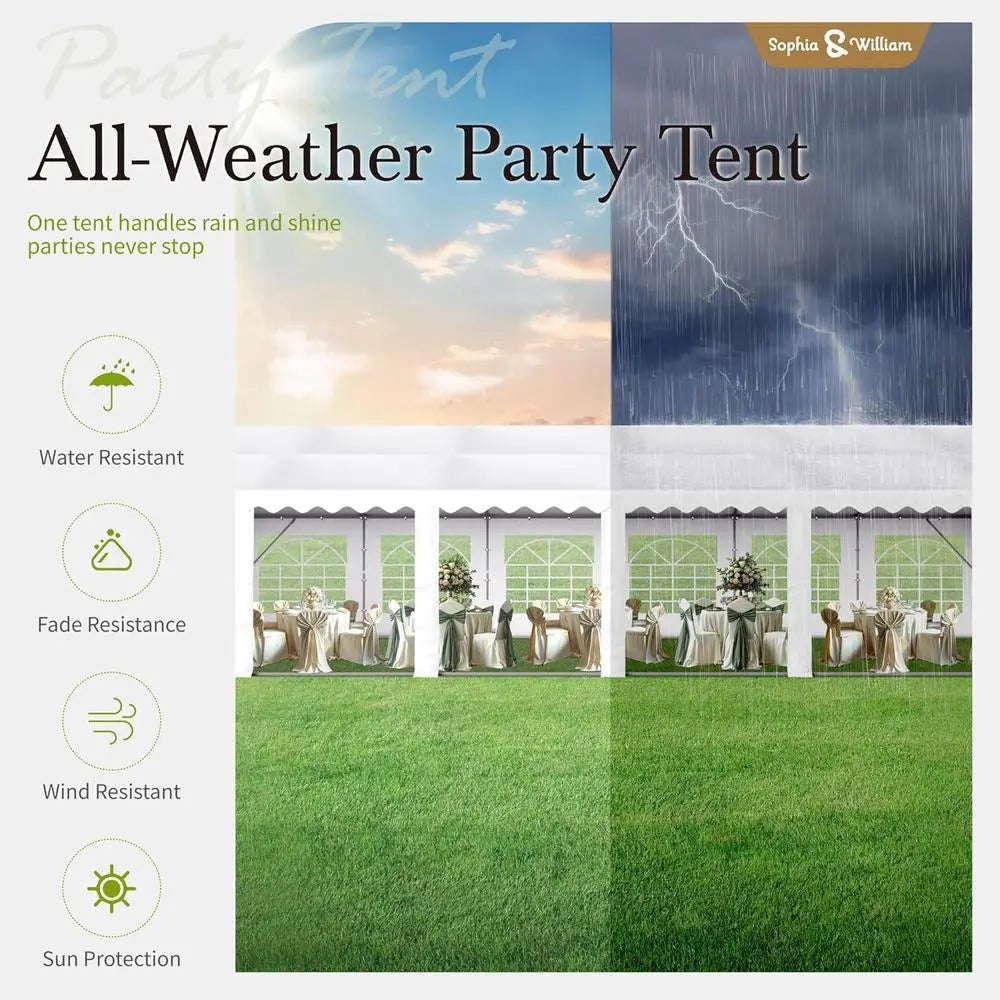 Heavy-Duty Waterproof Outdoor Party Tent, 20x40 ft, with Sidewalls, Ideal for Weddings and Events
