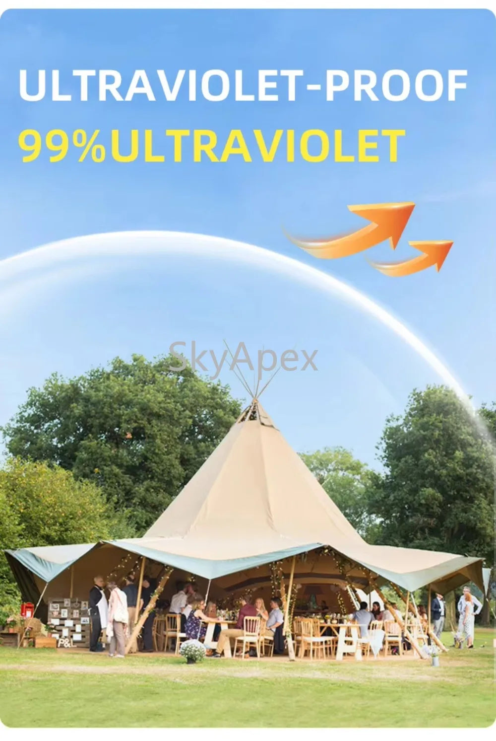 Tente de réception pyramidale haut de gamme - Bâche pour 100 personnes - Tentes tipi pour salons professionnels, mariages et événements commerciaux