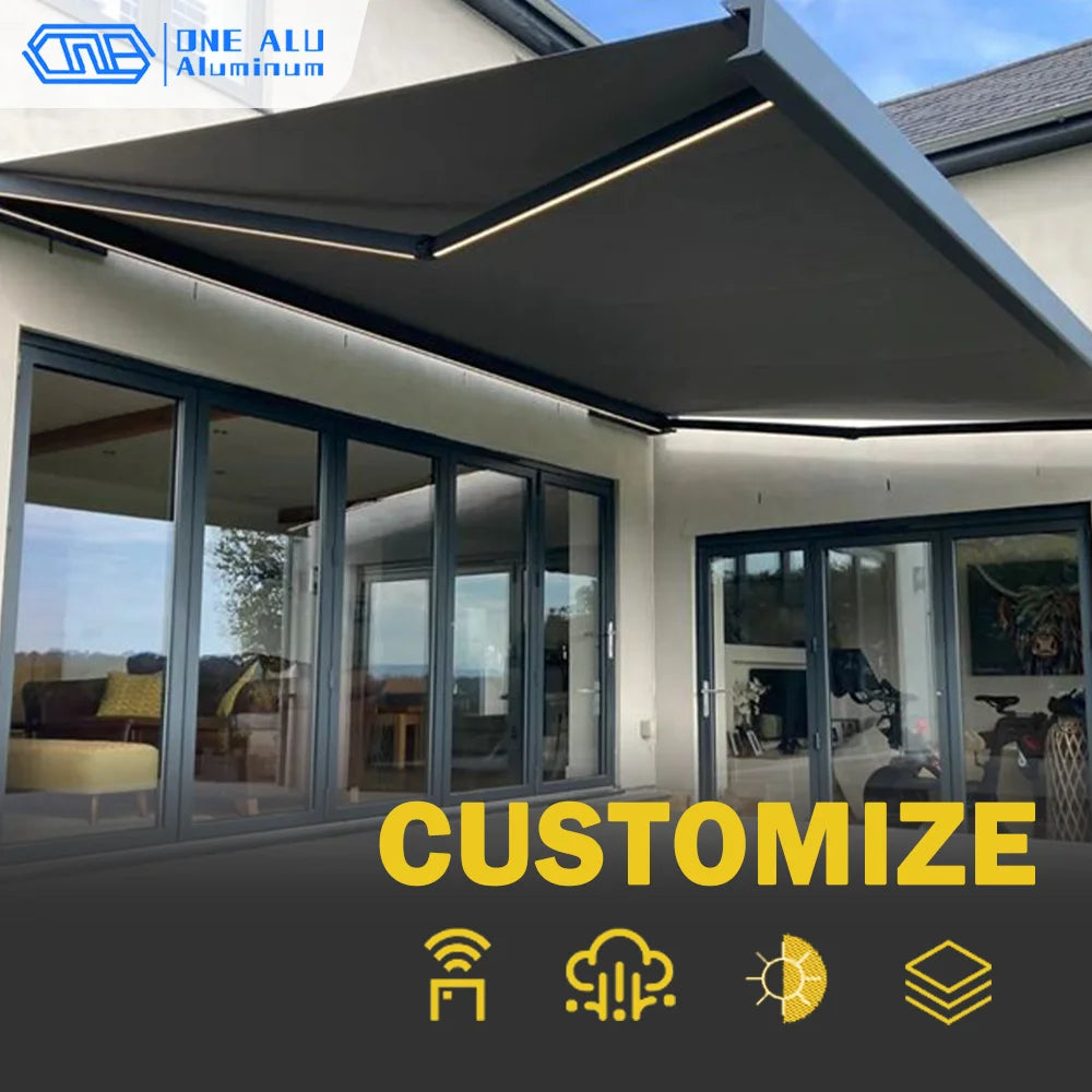 High Quality Electric Sunshade Wind Sensor Intelligent Control Easy Installation Outdoor Patio Sun Shelter UV Resistant Canopy