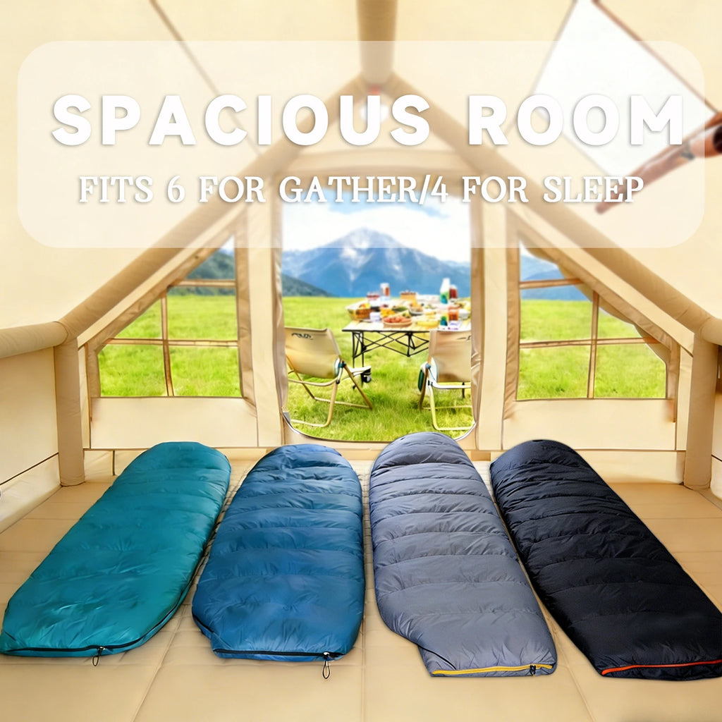 Inflatable Tents for Camping - Easy Blow Up Glamping Tent with Hand Pump, Hot Tent with Stove Jack Waterproof PVC Air Inflatable