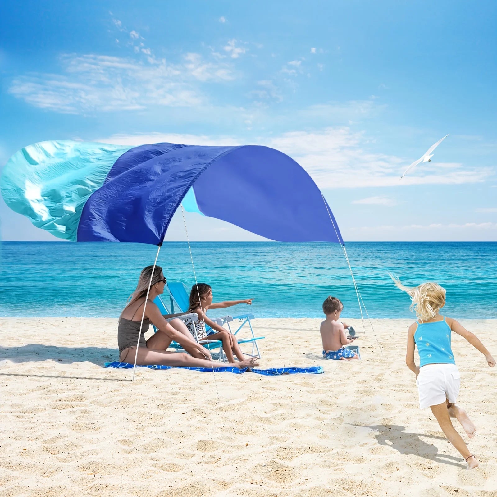 Portable Beach Canopy, Lightweight Sun Shade Shelter, UPF50+ UV Protection Beach Tent for Family, Camping,