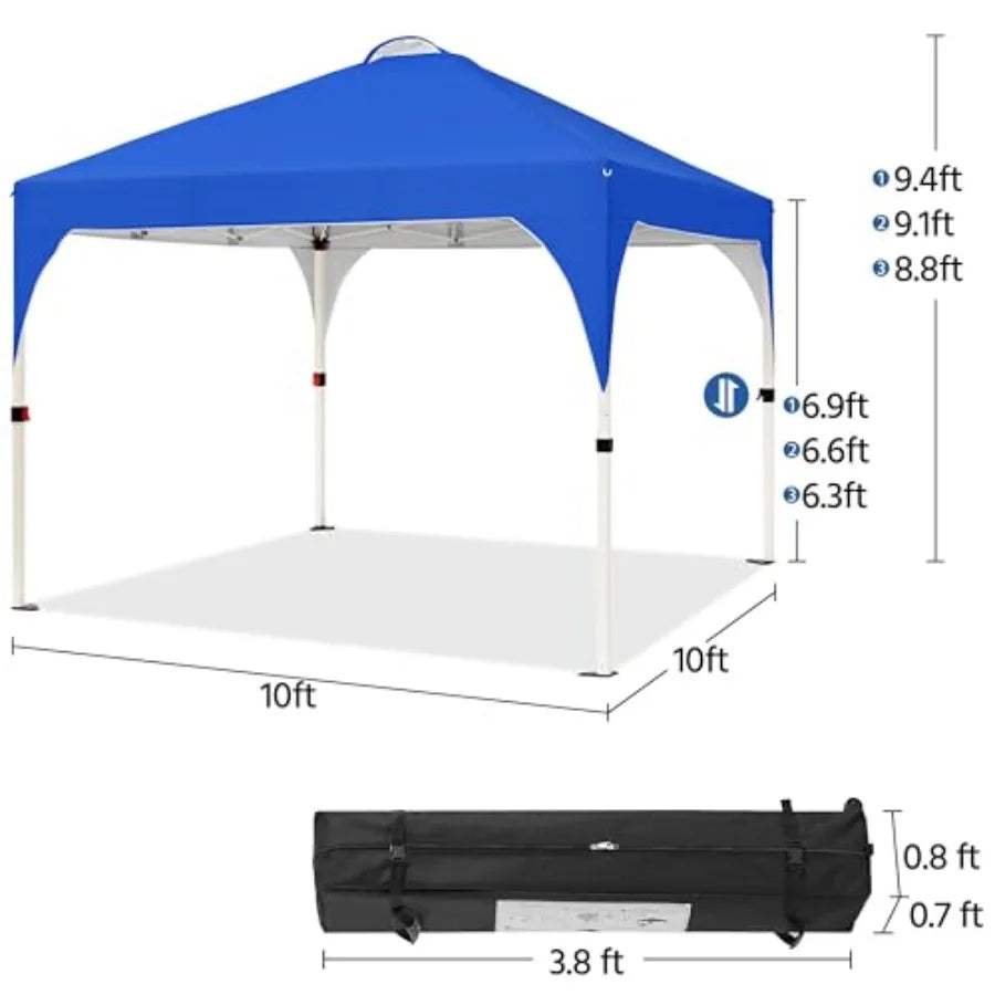 10x10 Pop Up Canopy Tent with Vent, Easy Set Up Tent, Instant Sun Shelter Canopy with Wheeled Bag, 4 Sandbags, 12 Stakes and 4