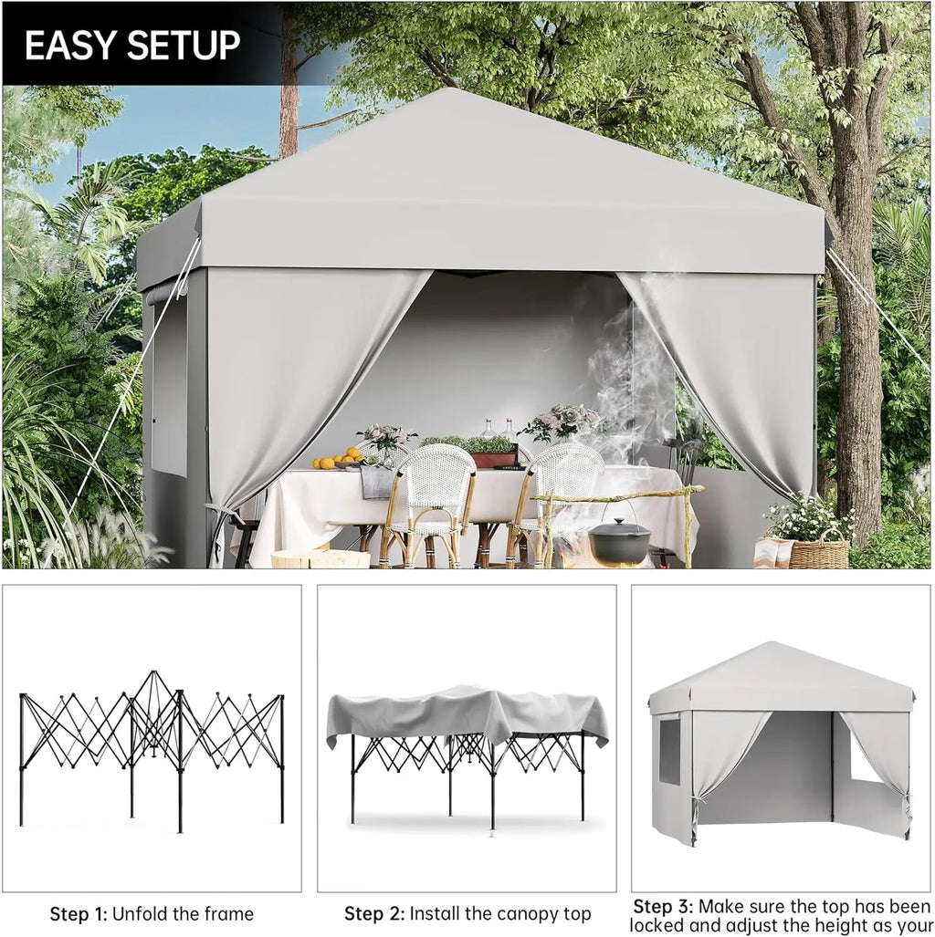 10x10 FT Pop Up Canopy Tent with Sidewalls, Heavy Duty Commercial Instant Shelter, Adjustable Waterproof Outdoor Gazebo with Carry Bag for Events, Parties, Markets