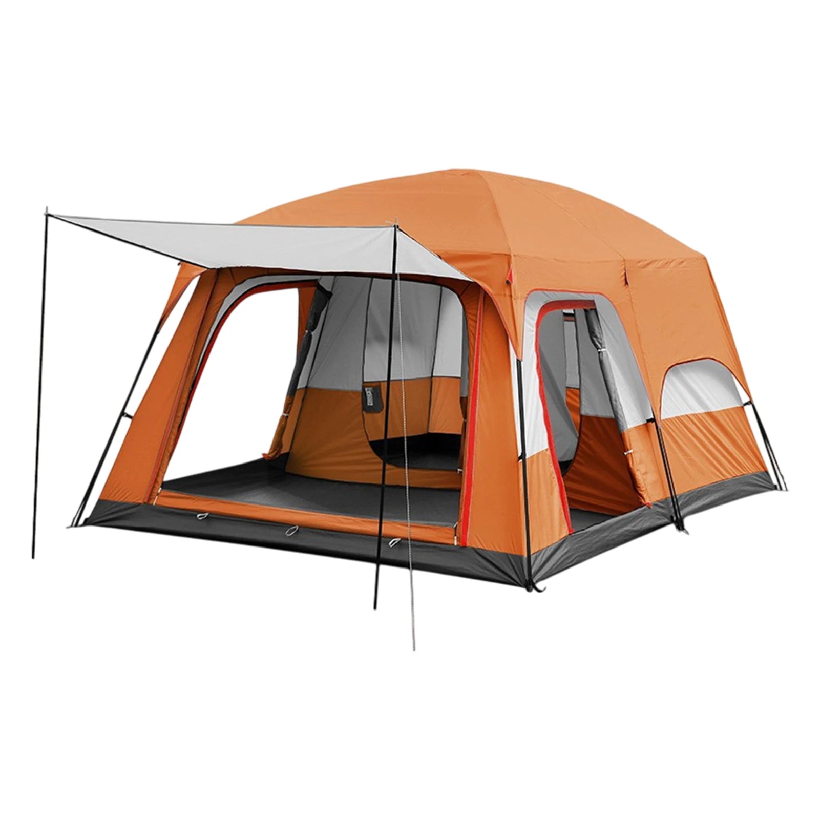3-12 Person Double Layers Oversize  Outdoor Camping Family Tent  2 Rooms Thickened Rainproof Outdoor Family Camp Tour Equipment