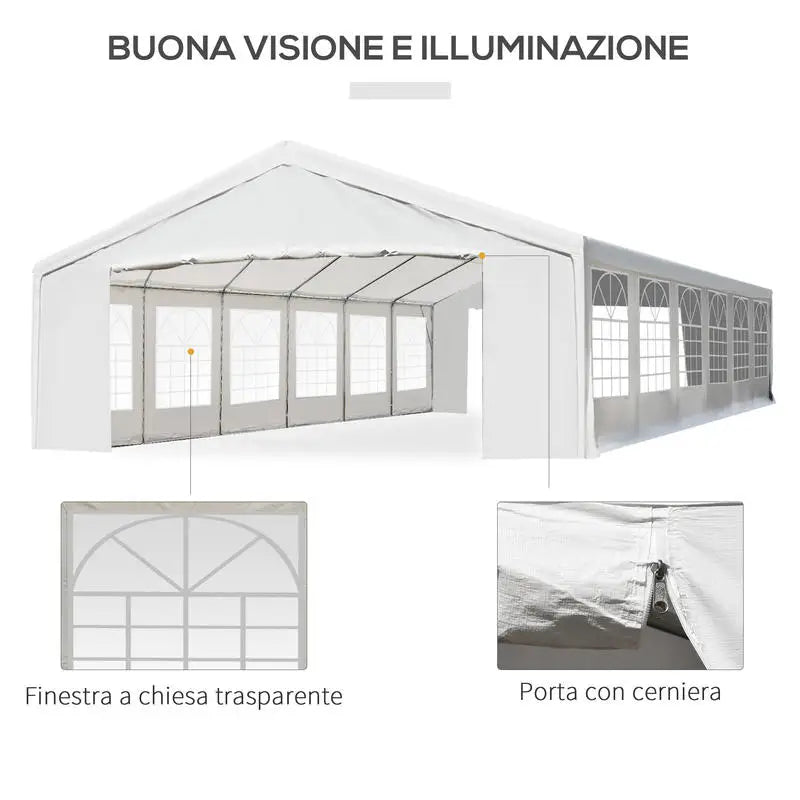 40'x20' Heavy Duty Large Party Tent & Carport with Removable Sidewalls, Windows, Portable Garage Canopy Tent, Sun Shade Shelter for Parties Wedding Outdoor Events, White