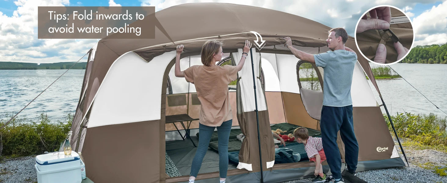 6 | 8 | 10 Person Family Camping Tent with Porch, Big Family Camping Tent with Tall Height, Good Ventilation, Water Resitant Large Tent for Outdoor Camping, Backyard