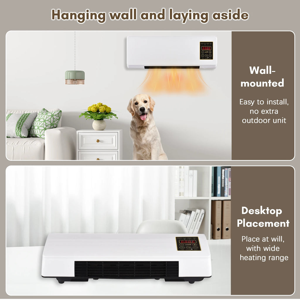 Cold and Warm Dual Purpose Air Conditioner Heater and fan Combo Wall Mounted Desktop 2in1 Fan Timing Function Heating and Cool