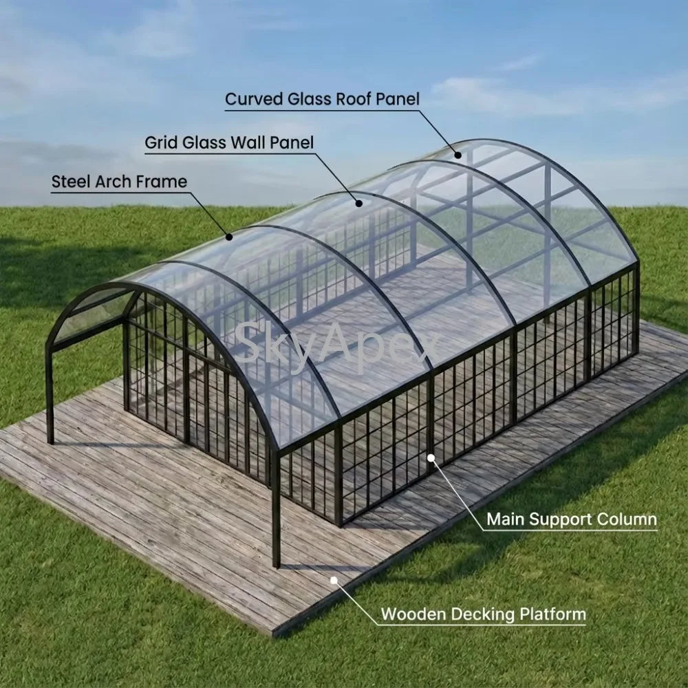 Tente Atrium en Aluminium Noir, Structure Personnalisée, Imperméable et Résistante aux UV, Idéale pour la Location, les Mariages, les Événements Extérieurs, en Promotion