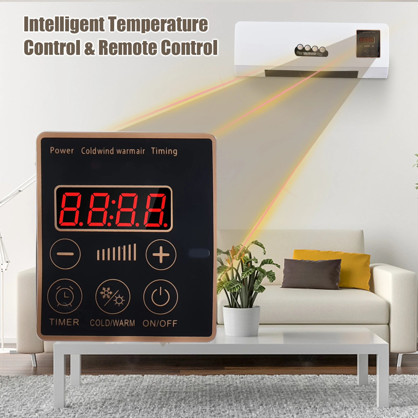 2 in 1 Wall-mounted Air Conditioner Electric Heating Fan with Remote Control Hot Wind Natural Wind Simple Air Conditioner Fan