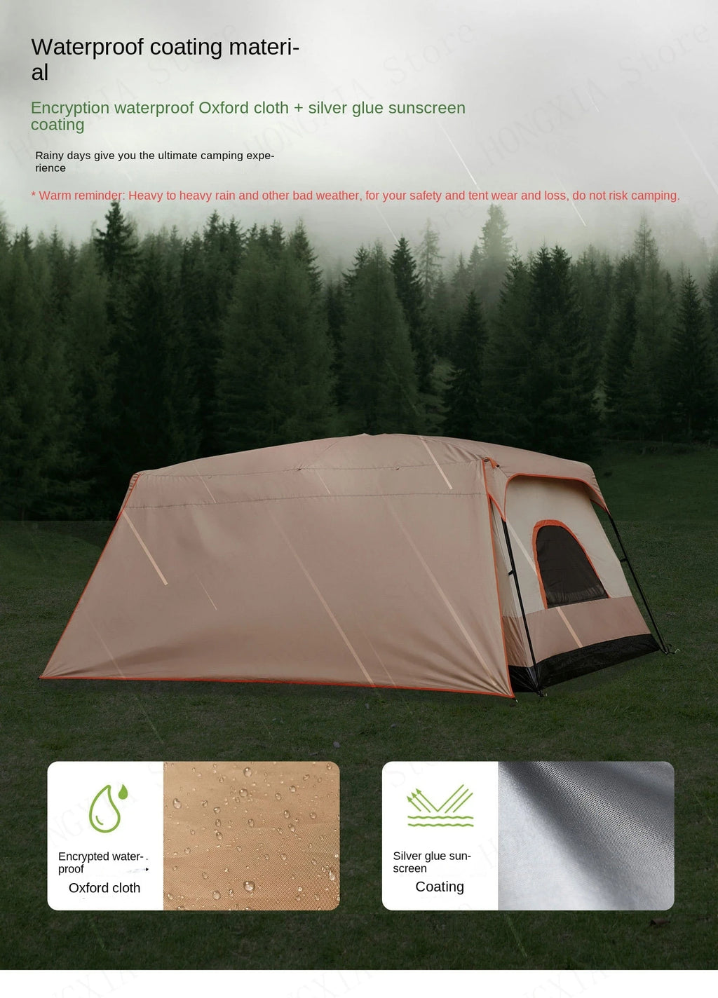 Double Rainproof Outdoor Tent, 2 Rooms and 1 Hall Villa Tent, Camping Tents, 4-10 Person, Overnight Camping Equipment, New