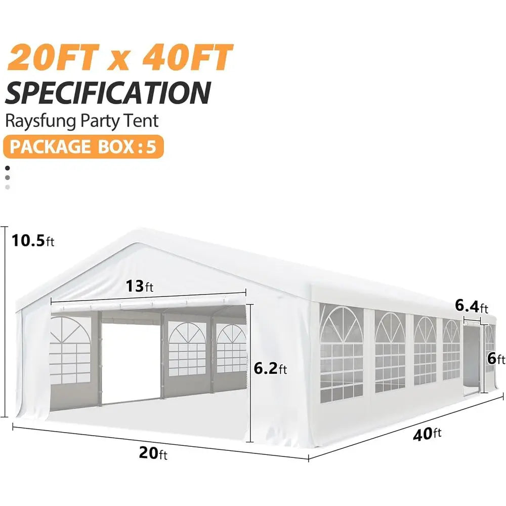 Heavy-Duty 20x40 Outdoor Party Tent with Removable Sidewalls for Weddings and Events