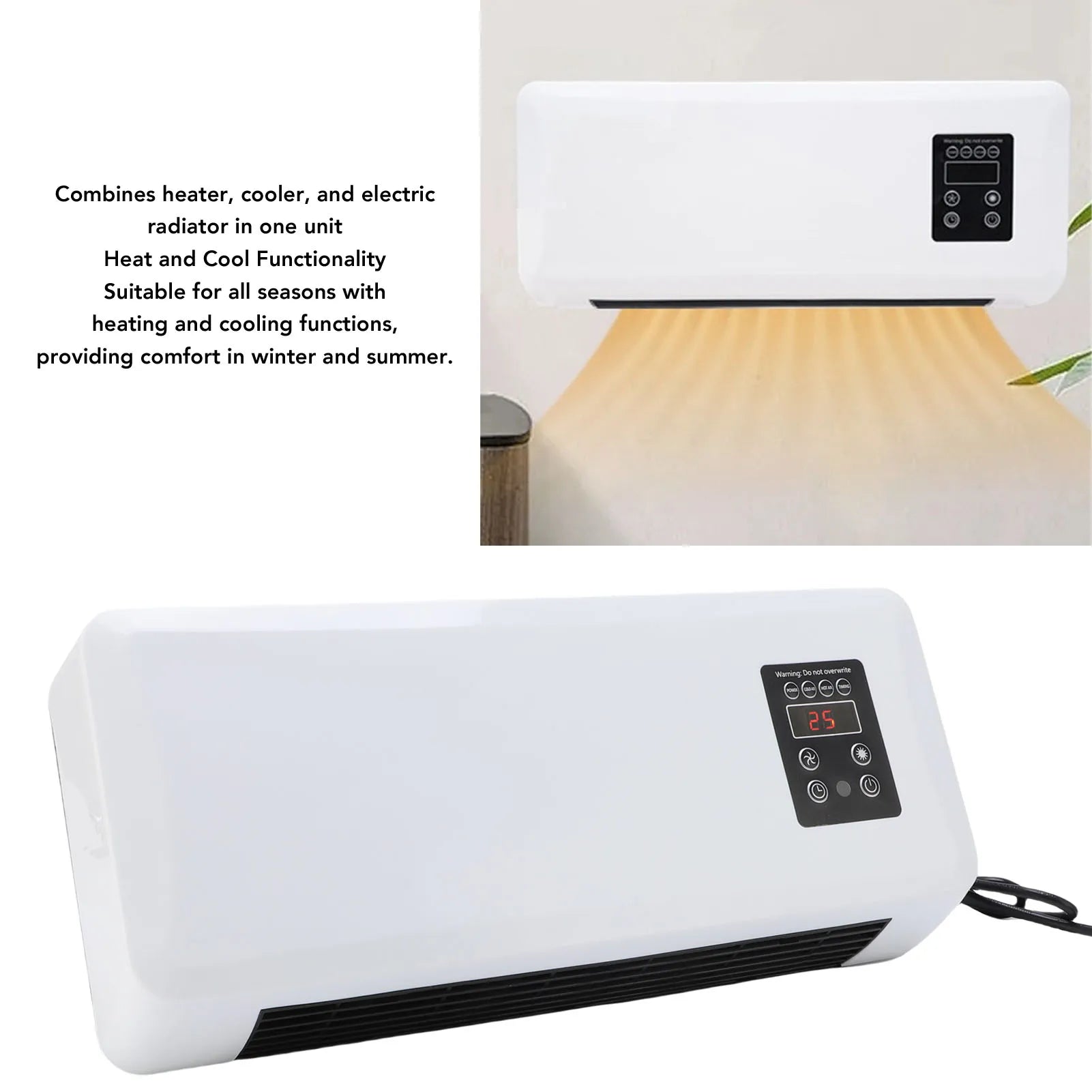 Wall Mounted Air Conditioner Wall Hanging Heater Cooler Efficient Easy To Operate Multifunctional Portable for Bathroom