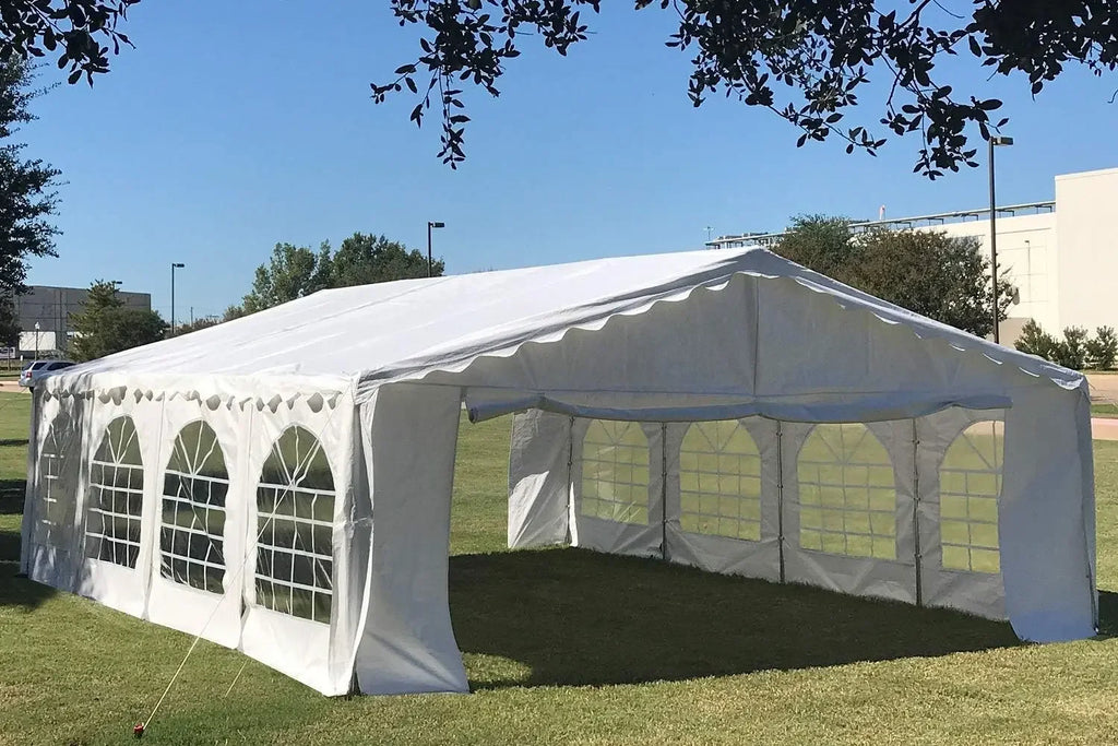 Tentes en PE budgétaires 26'x16', pour fêtes, auvent extérieur, tente de mariage avec parois latérales amovibles supérieures imperméables