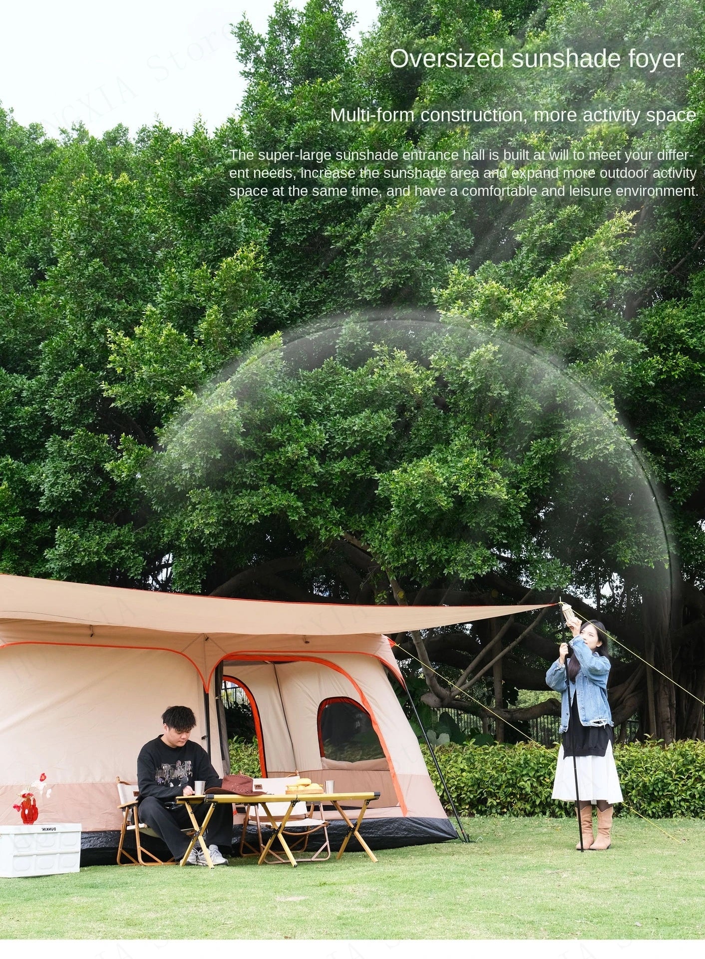 Double Rainproof Outdoor Tent, 2 Rooms and 1 Hall Villa Tent, Camping Tents, 4-10 Person, Overnight Camping Equipment, New