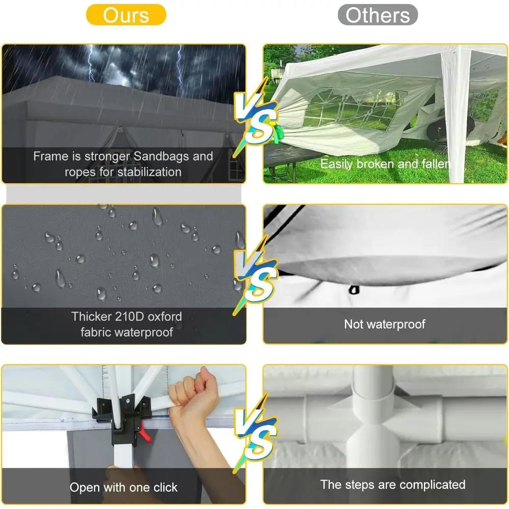 10x30 Pop  Canopy Tent with 5 Sidewalls Party Tents for Parties Wedding Backyard Waterproof Outdoor Commercial Canopy Event w