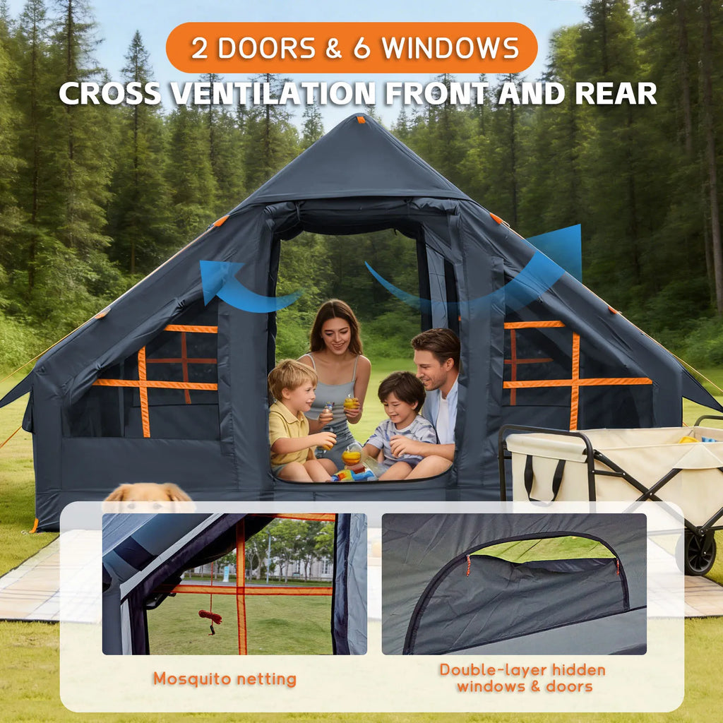 Inflatable Tents for Camping - Easy Blow Up Glamping Tent with Hand Pump, Hot Tent with Stove Jack Waterproof PVC Air Inflatable