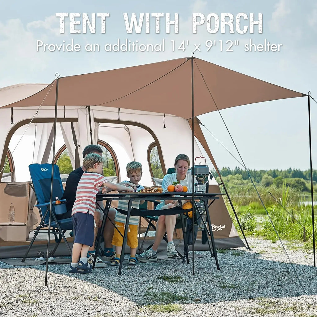 6 | 8 | 10 Person Family Camping Tent with Porch, Big Family Camping Tent with Tall Height, Good Ventilation, Water Resitant Large Tent for Outdoor Camping, Backyard