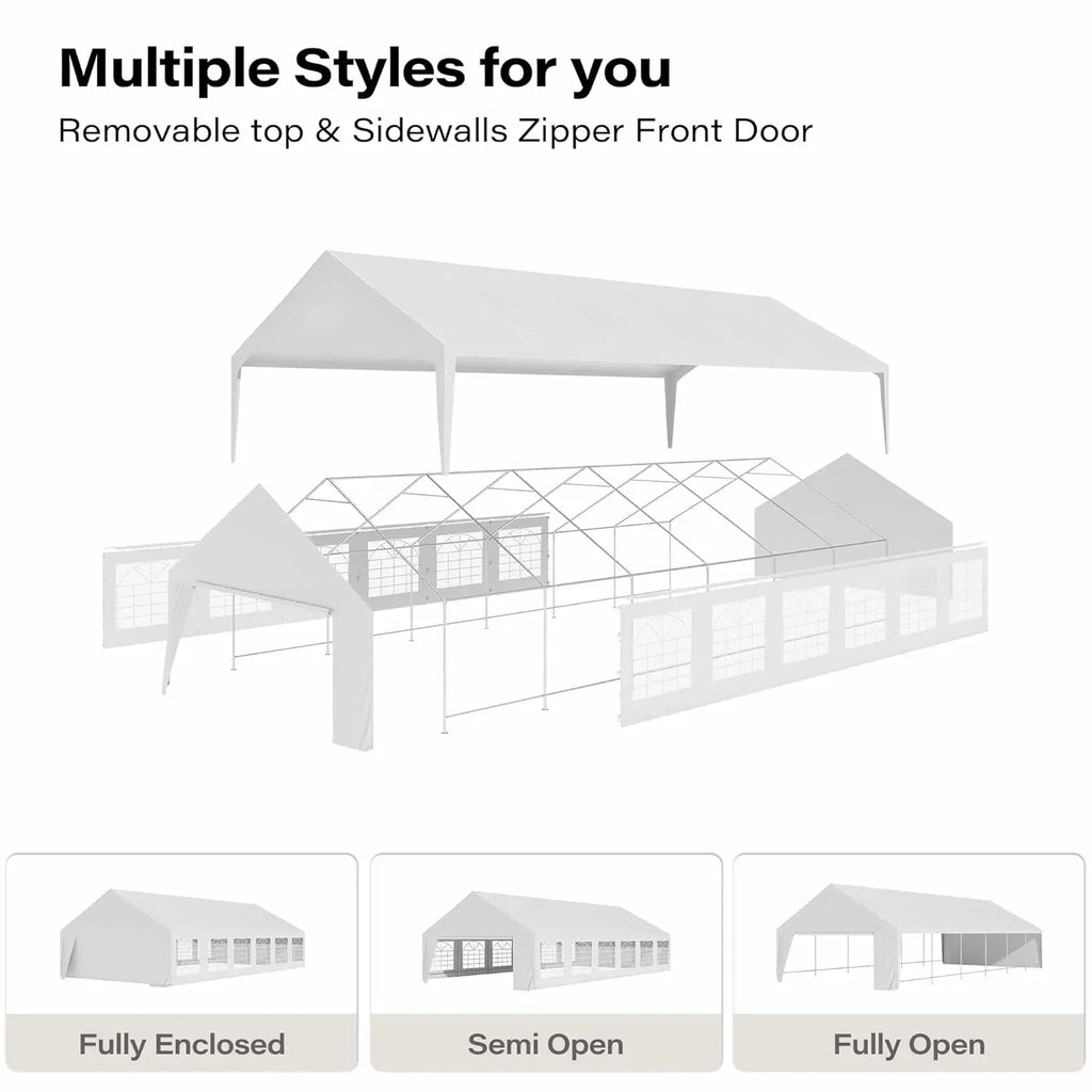 20x40 Party Tent, Heavy Duty White Wedding Canopy with Removable Sidewalls & Steel Frame, Event Shelter Tent for, Customized