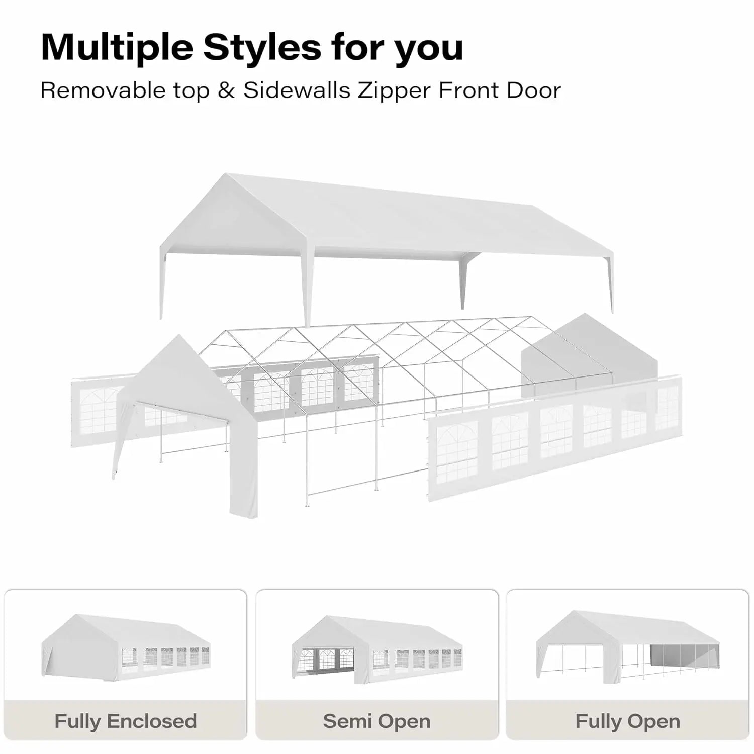 20x40 Party Tent, Heavy Duty White Wedding Canopy with Removable Sidewalls & Steel Frame, Event Shelter Tent for, Customized