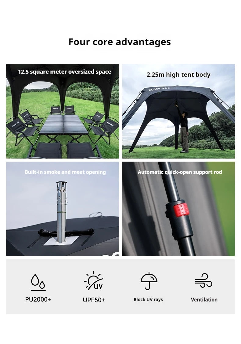Naturehike BLACKDOG Camping Dome Tent Sunshade 150D Oxford Cloth Combination Buckle or Zipper Outdoor Travel Tent With Chimney