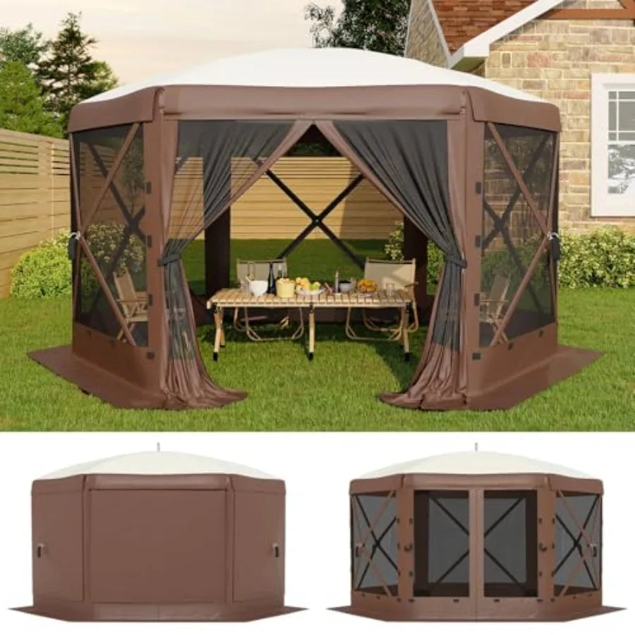 13x13FT 6-Sided Pop Up Canopy Tent One-Push Setup Canopy Tent with Removable Canopy Top and Wind Cloths, Outdoor shelter for Ca