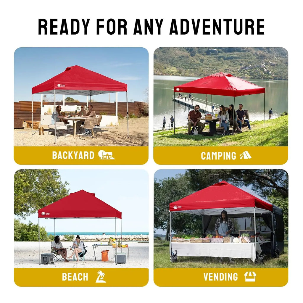 10x10 Pop Up Canopy - Beach Tent with One Push Setup - Easy Outdoor Sun Shade for Events, Parties, Camping - Gazebo, Customized