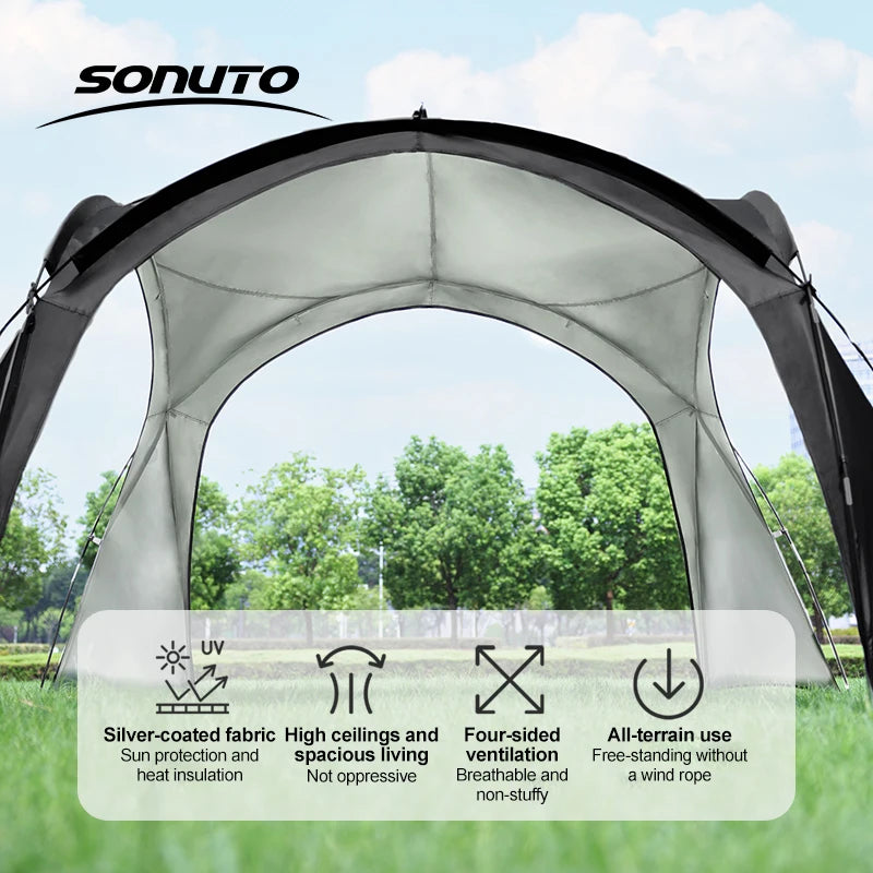 Sonuto 8-13 Person Camping Tent Sun Rainproof & Anti-Mosquito Large Car Awning Compact Foldable Outdoor Pavilion for Family