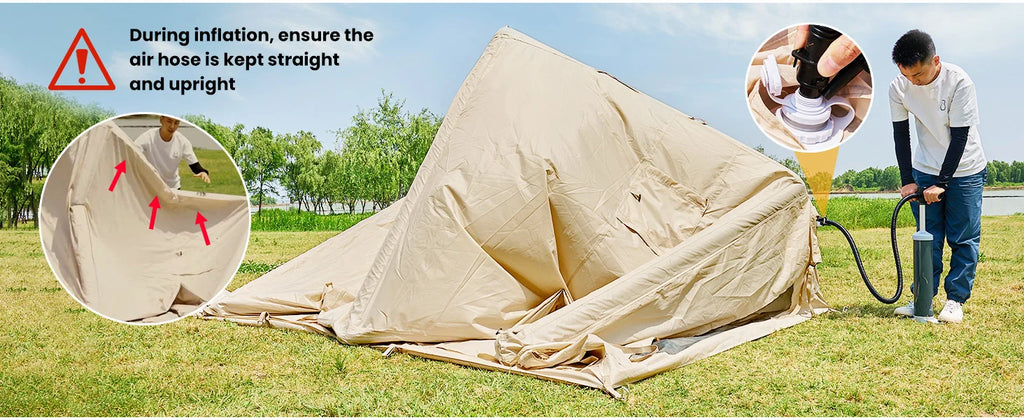Portable Outdoor Waterproof Four Seasons Family Camping Tent 8-10 People Oxford Fabric Fashion Rooftop Travel Inflatable Triple
