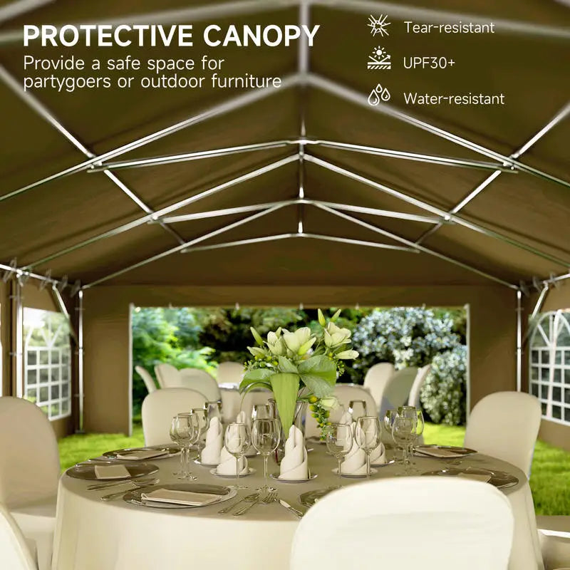 [Free Shipping] 20' x 40' Party Tent, Outdoor Canopy Tent with Removable Sidewalls, 12 Windows for Parties, Wedding, Events, BBQ, Brown