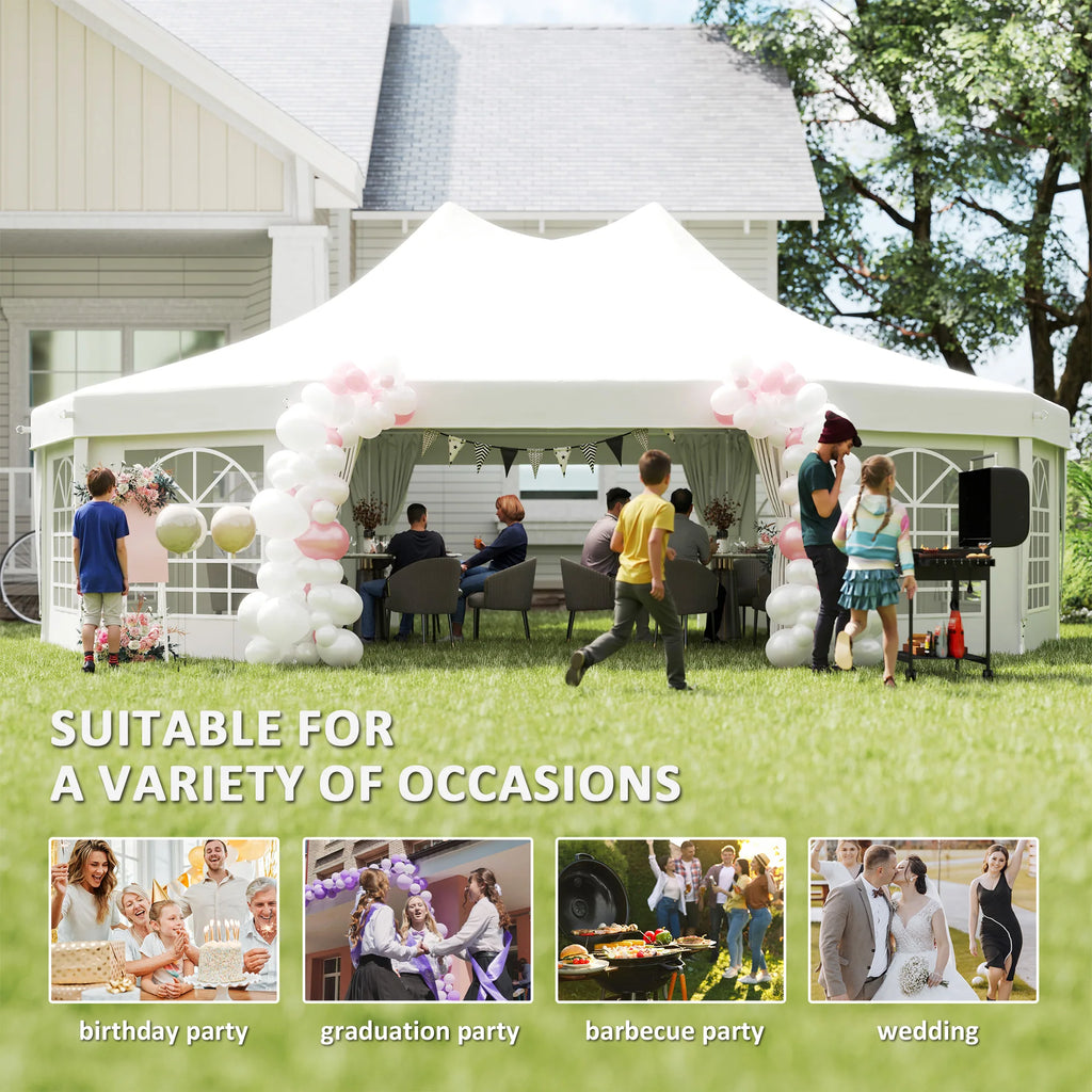 Outsunny 29' x 21' Canopy Party Event Tent with 2 Pull-Back Doors, White