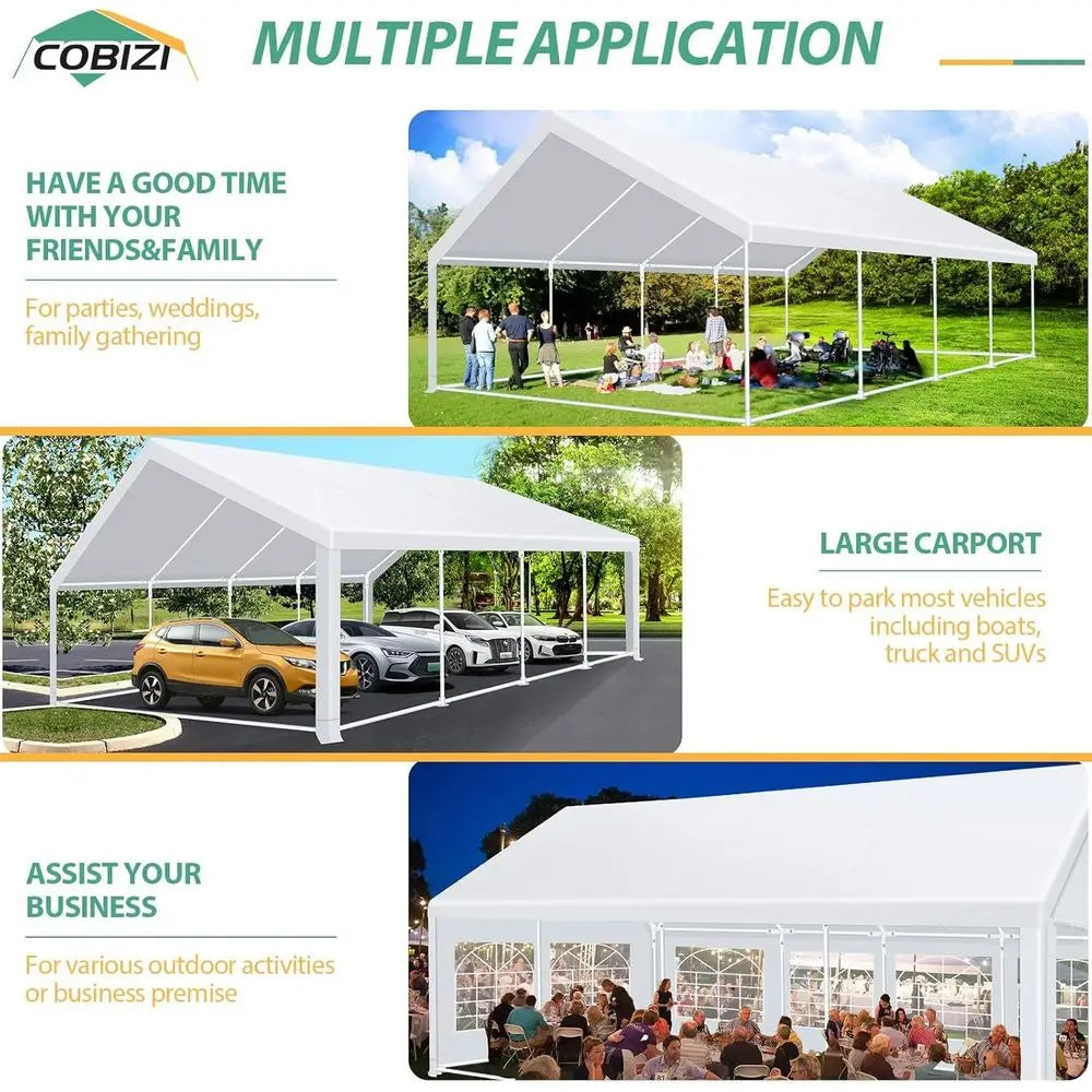 20x30 Outdoor Party Tent Heavy Duty Waterproof Canopy Shelter with 8 Sidewalls amp 12 Church Windows, White Powder Coating, Bui