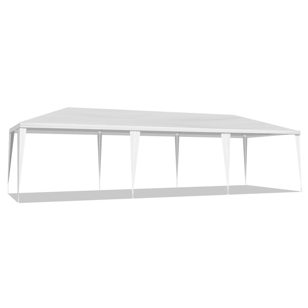 Tente de réception extérieure 10'x30', auvent imperméable avec 5 parois latérales amovibles et fenêtres de style église, grand gazebo pour mariage, anniversaire, barbecue en plein air, blanc