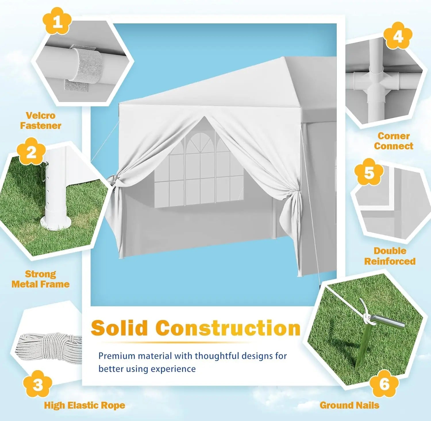 Tonnelle de réception robuste 10'x30' – Chapiteau de mariage imperméable avec parois latérales amovibles et 2 portes – Parfait pour, personnalisable