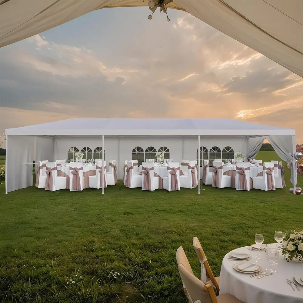 Large 10x30 Outdoor Waterproof Party Tent with Removable Sides and 2 Doors for Weddings, Events