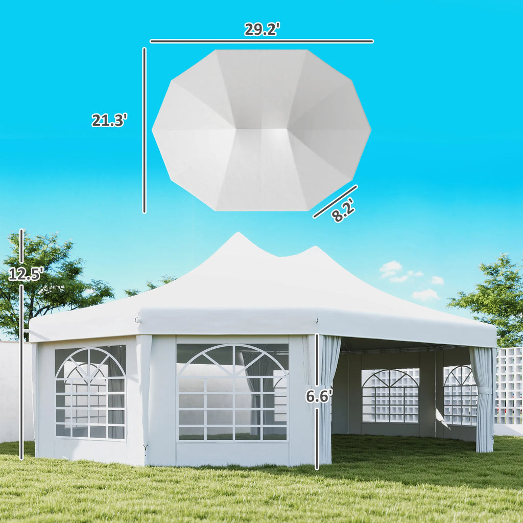 Outsunny Tente de réception pour événements 29' x 21' avec 2 portes escamotables, blanche